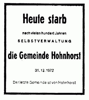 Todesanzeige Gemeinde Hohnhorst 31.12.1972